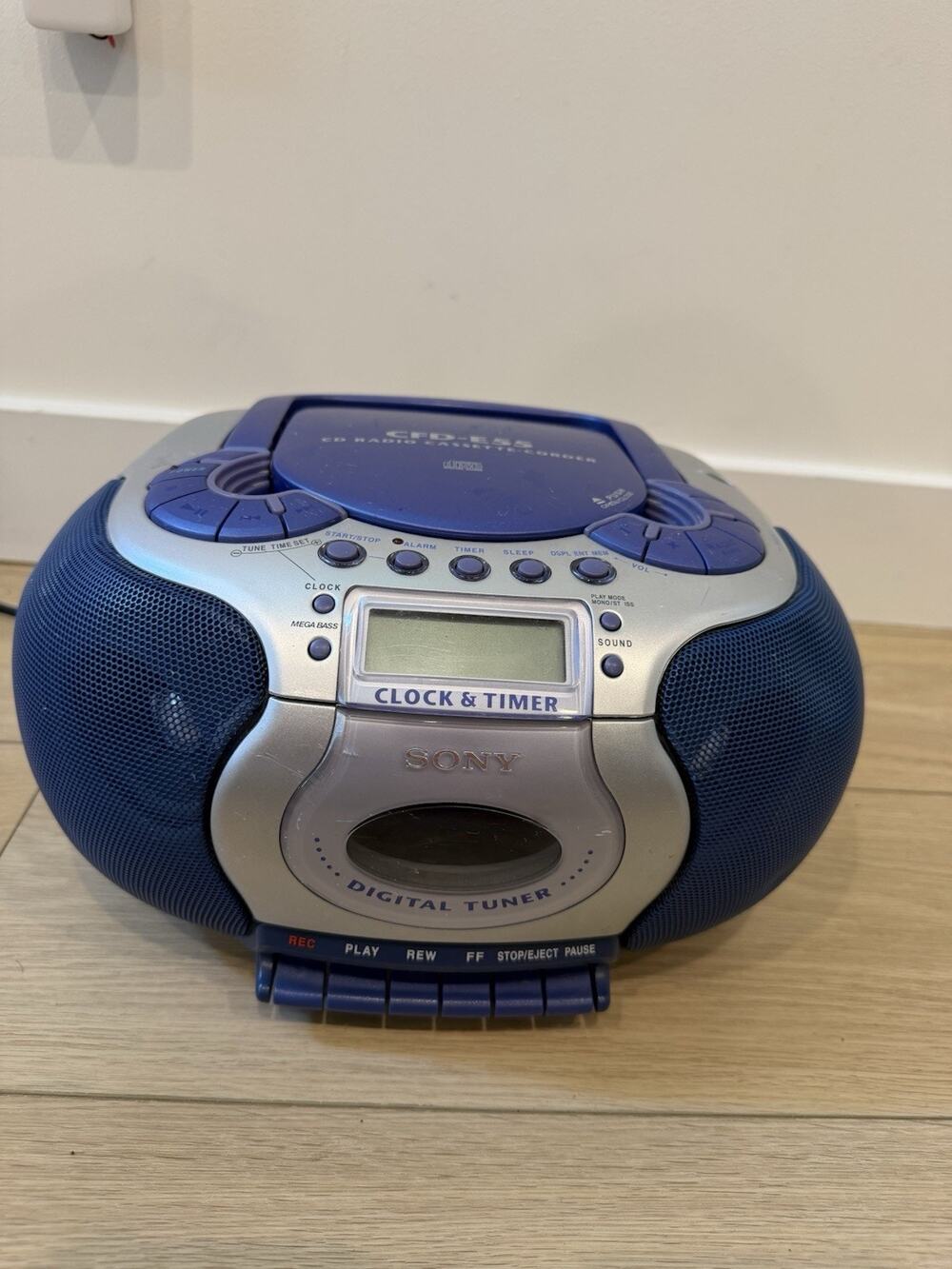 Sony CFD-E55 Boombox CD Radio Cassette Clock Timer Recorder Player Tested Works
